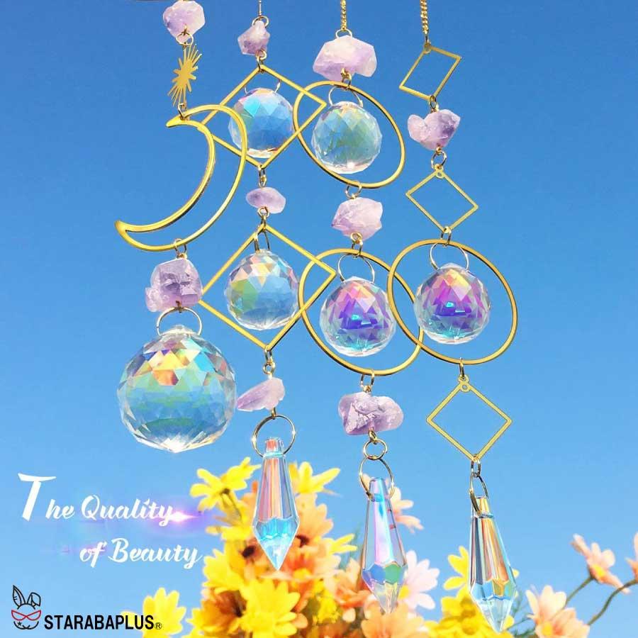 サンキャッチャー 多面的 水晶ボール  星月 窓玄関 飾り キラキラ 開運 人気 運気 幸運 恋愛 風水アップ 車内装飾 手作 送料無料 |  | 06