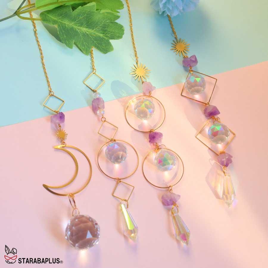 サンキャッチャー 多面的 水晶ボール  星月 窓玄関 飾り キラキラ 開運 人気 運気 幸運 恋愛 風水アップ 車内装飾 手作 送料無料 |  | 09