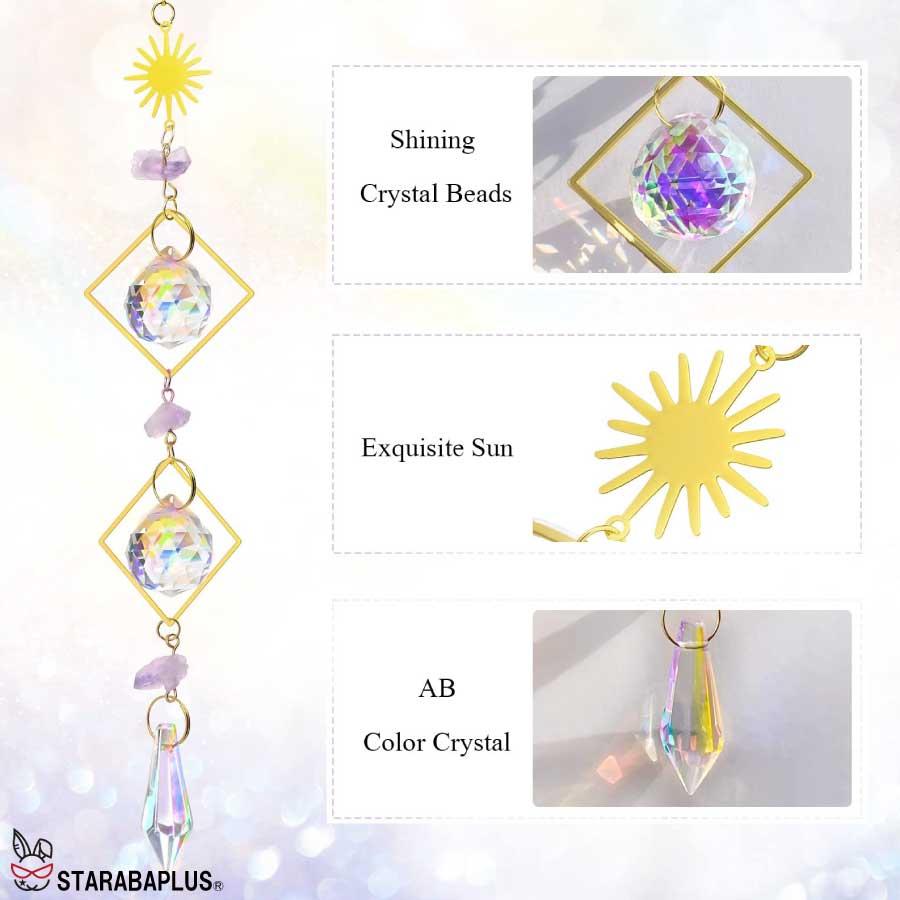 サンキャッチャー 多面的 水晶ボール  星月 窓玄関 飾り キラキラ 開運 人気 運気 幸運 恋愛 風水アップ 車内装飾 手作 送料無料 |  | 10
