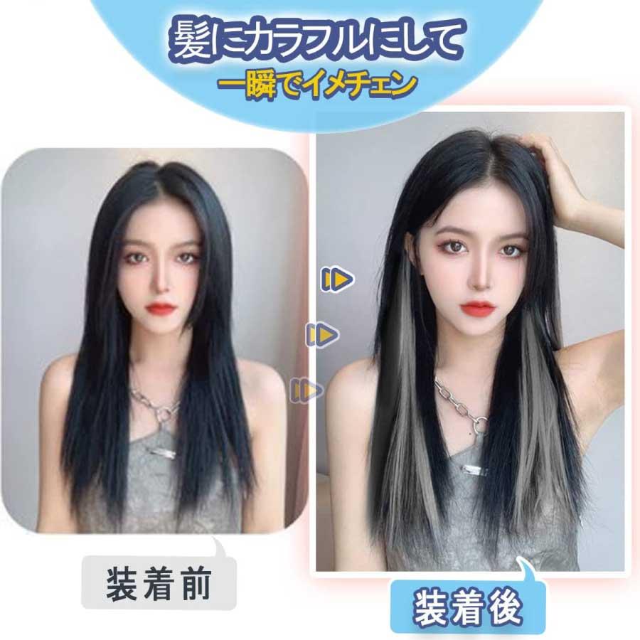 カラーエクステ 2本セット ウィッグ グラデーション インナーカラー ワンタッチ おしゃれ 付け髪 50cm 簡単 使いやすい ポイントウィッグ コスプレ 送料無料 |  | 08