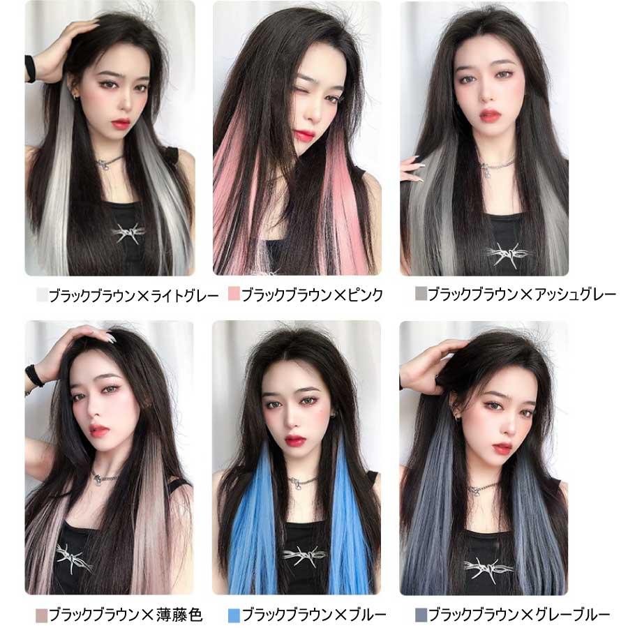 カラーエクステ 2本セット ウィッグ グラデーション インナーカラー ワンタッチ おしゃれ 付け髪 50cm 簡単 使いやすい ポイントウィッグ コスプレ 送料無料 |  | 13