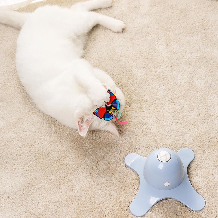 ゆらゆら蝶々 猫 おもちゃ 自動 運動不足解消 ストレス発散 猫じゃらし ペット どこでも設置 電動 電池式 送料無料 |  | 01