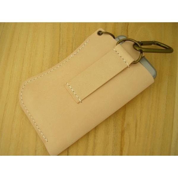 レザースマートフォンケース ベルト通し カラビナ付き LLサイズ 姫路レザーヌメ革 手縫い iPhone 13 Pro MAX,12 Pro Max,Galaxy A32 5G 等に　メール便可 |  | 01