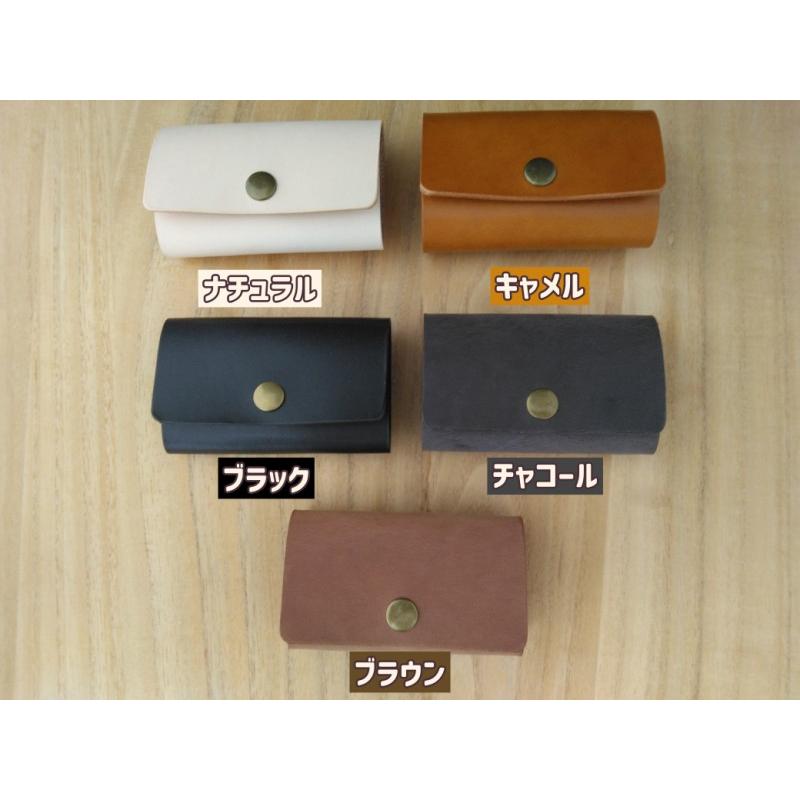 レザーキーケース 姫路レザー たつのレザー ヌメ革 牛革 ブラック キャメル ナチュラル チャコール ブラウン ハンドメイド 総手縫い メール便可 クリックポスト |  | 02