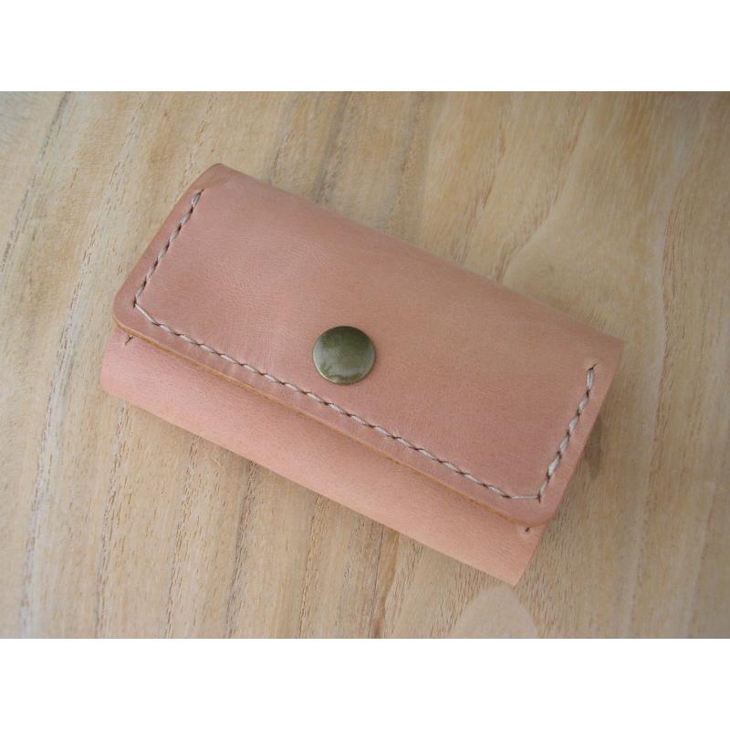 レザーキーケース ヌメ革 プルアップレザー 緑 赤 青 紺 ナチュラル グリーン レッド ダークブルー  ハンドメイド 四角 角丸 総手縫い メール便可 |  | 04