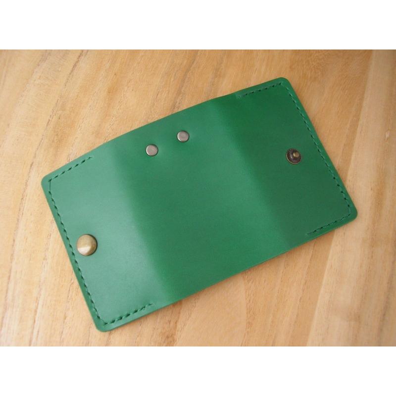 レザーキーケース ヌメ革 プルアップレザー 緑 赤 青 紺 ナチュラル グリーン レッド ダークブルー  ハンドメイド 四角 角丸 総手縫い メール便可 |  | 06
