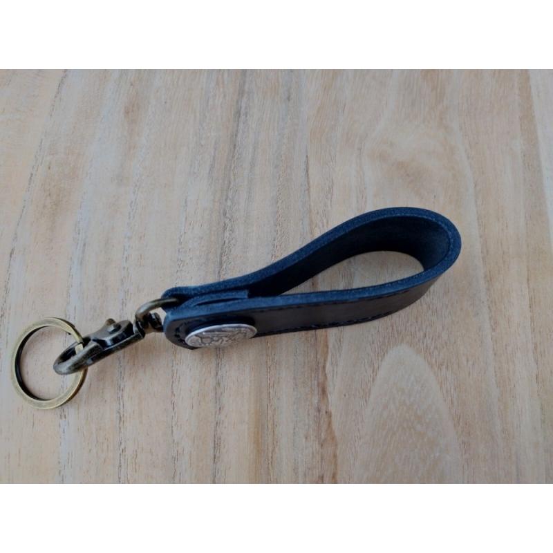 レザーキーホルダー 5セントコイン レプリカコンチョ インディアン 姫路レザー ヌメ革 本牛革 キャメル ブラック ハンドメイド メール便可 クリックポスト |  | 05