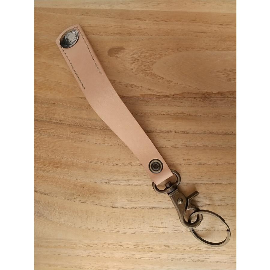 レザーキーホルダー 5セントコイン コンチョ インディアン バッファロー 姫路レザー ヌメ革 本牛革 ナチュラル 生成り ハンドメイド メール便可 クリックポスト |  | 02