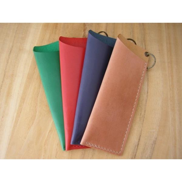 レザーペンケース キーリング プルアップレザー ヌメ革 総手縫い 牛革 本革 メール便可 | 
