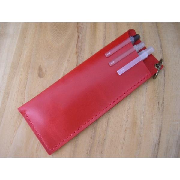 レザーペンケース キーリング プルアップレザー ヌメ革 総手縫い 牛革 本革 メール便可 |  | 02