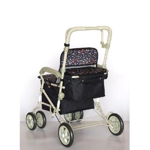 美品 シルバーカー 島製作所 小花ブラック　手押し車 マーチS 島製作所 マーチS 小花BKブラック : サンダンスネット - 通販