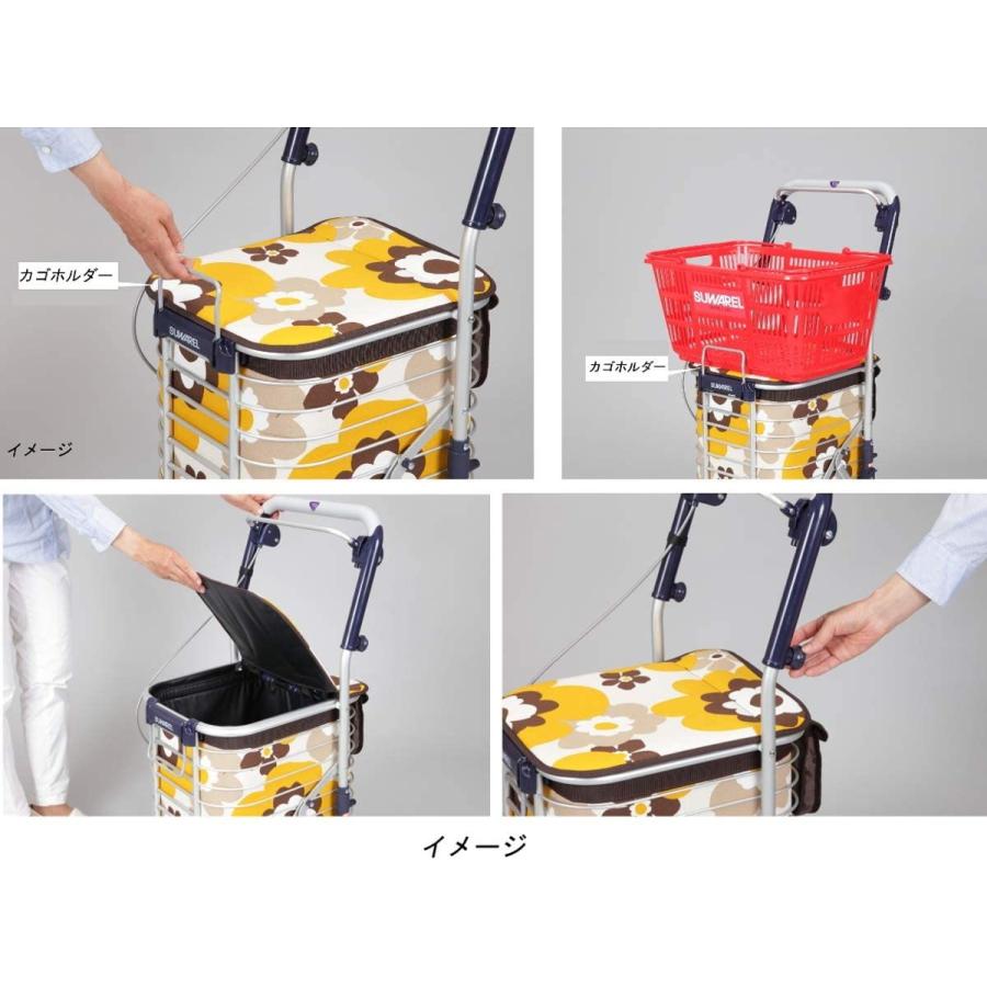 ワイヤーカート スワレル バッグ付き AS-0275(花柄・レッド) ワイヤーカート