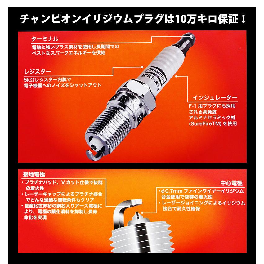 スズキ ワゴンRスティングレー チャンピオン イリジウムプラグ 3本セット 9701 MH22S K6A DOHC T/C スパークプラグ デンソー NGK 互換適合｜sunday-mechanic｜03