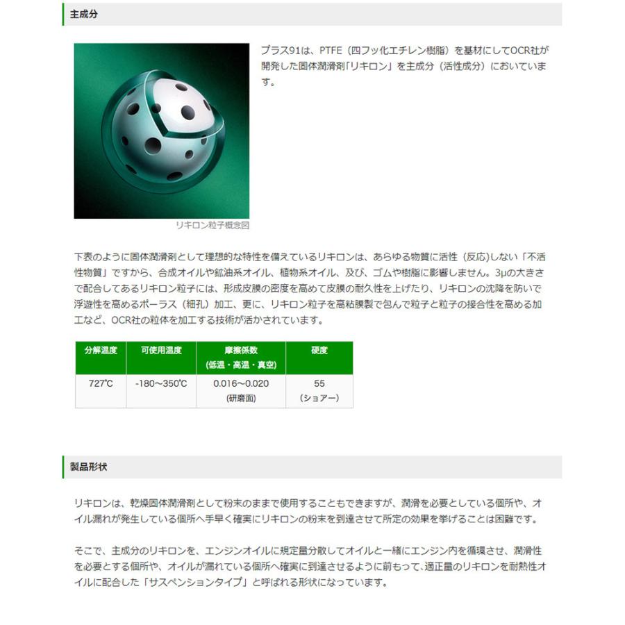 オイル漏れ止め 高性能オイルシーリング剤 PLUS91ECO ミニボトル 軽