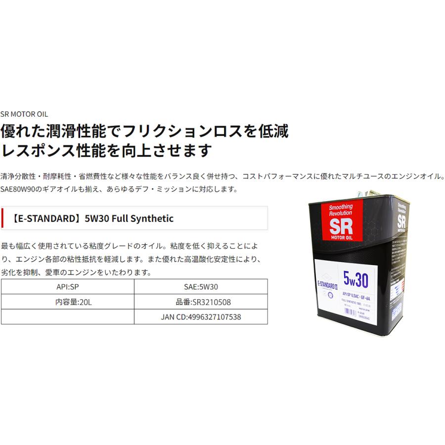 レーシングギア SR エンジンオイル 5W-30 20L ペール缶 API SP適合 ILSAC GF-6A 高性能オイル 燃費改善 5W30｜sunday-mechanic｜04