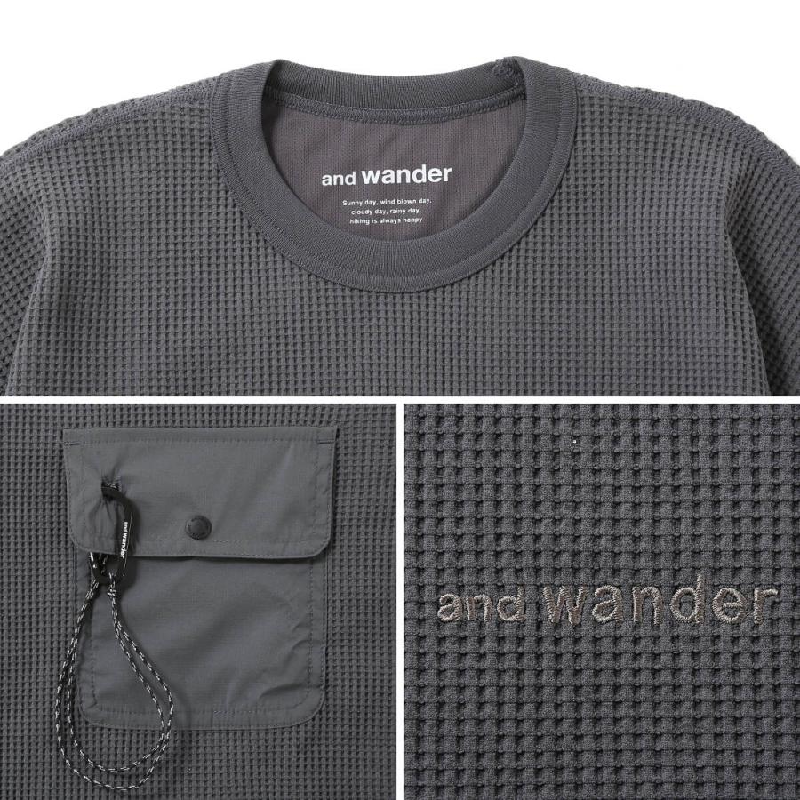 and wander（アンドワンダー） PEワッフルロングスリーブT 5745984084