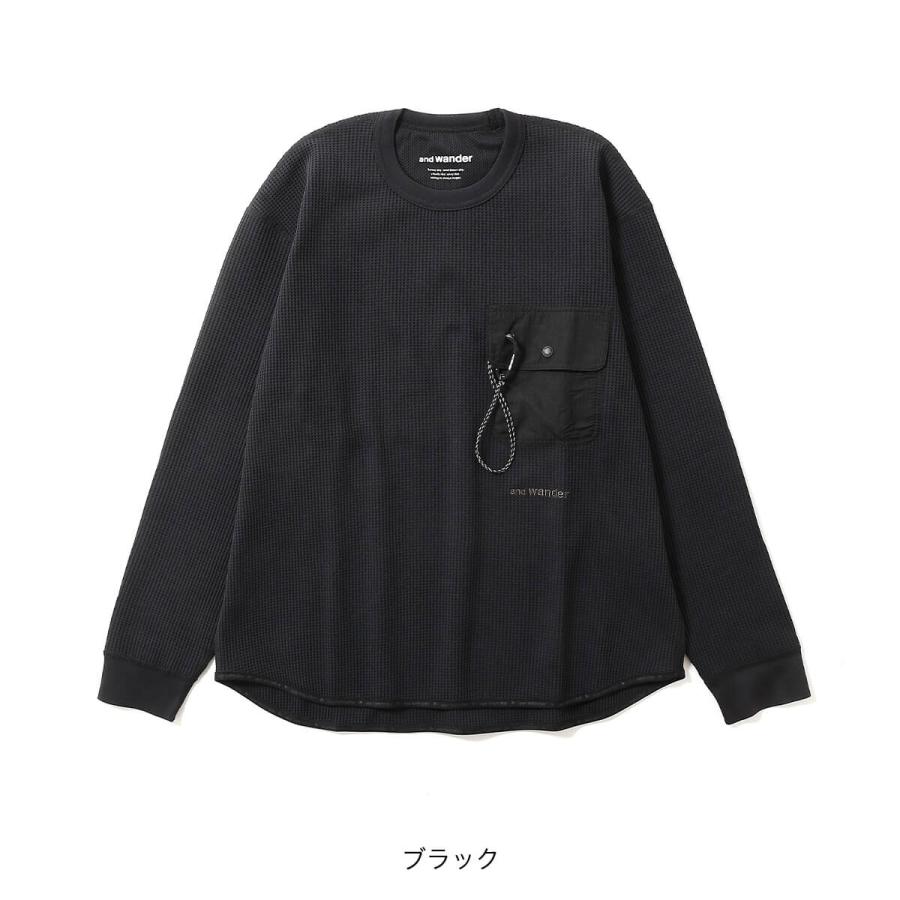 and wander（アンドワンダー） PEワッフルロングスリーブT 5745984084