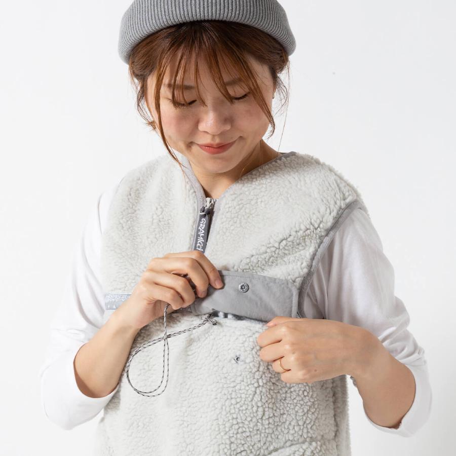 GRAMICCI グラミチ ワンピース (フリースタートルネック) グレー and wander（アンドワンダー） GRAMICCI×and wander グラミチ×アンド