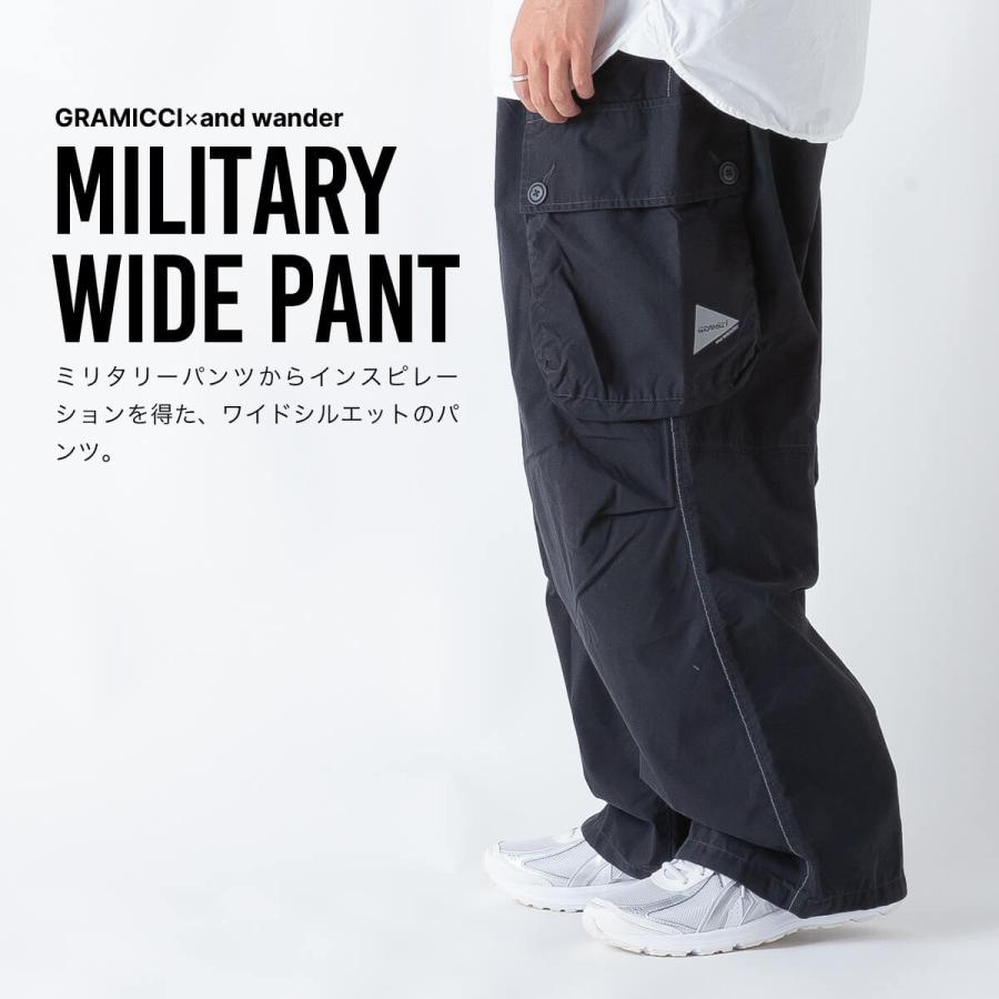 【新品】GRAMICCI×and wander ワイドパンツ Mサイズ AND WANDER（アンドワンダー） グラミチ ミリタリーワイドパンツ / 撥