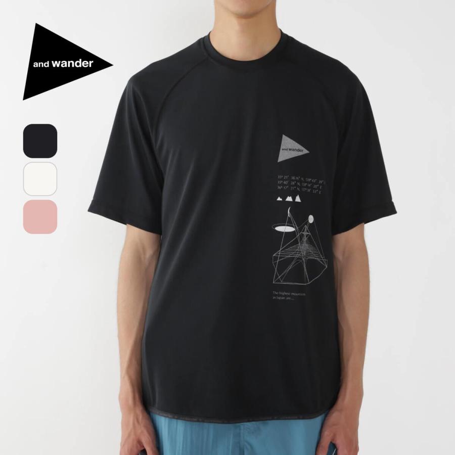 and wander アンドワンダー ドライジャージーSSプリントT and wander（アンドワンダー） ドライジャージーSSプリントT ユニ