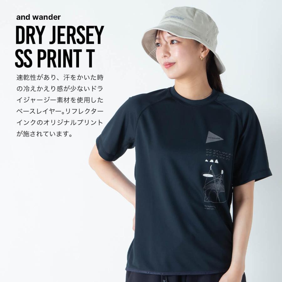 and wander（アンドワンダー） ドライジャージーSSプリントT ユニ