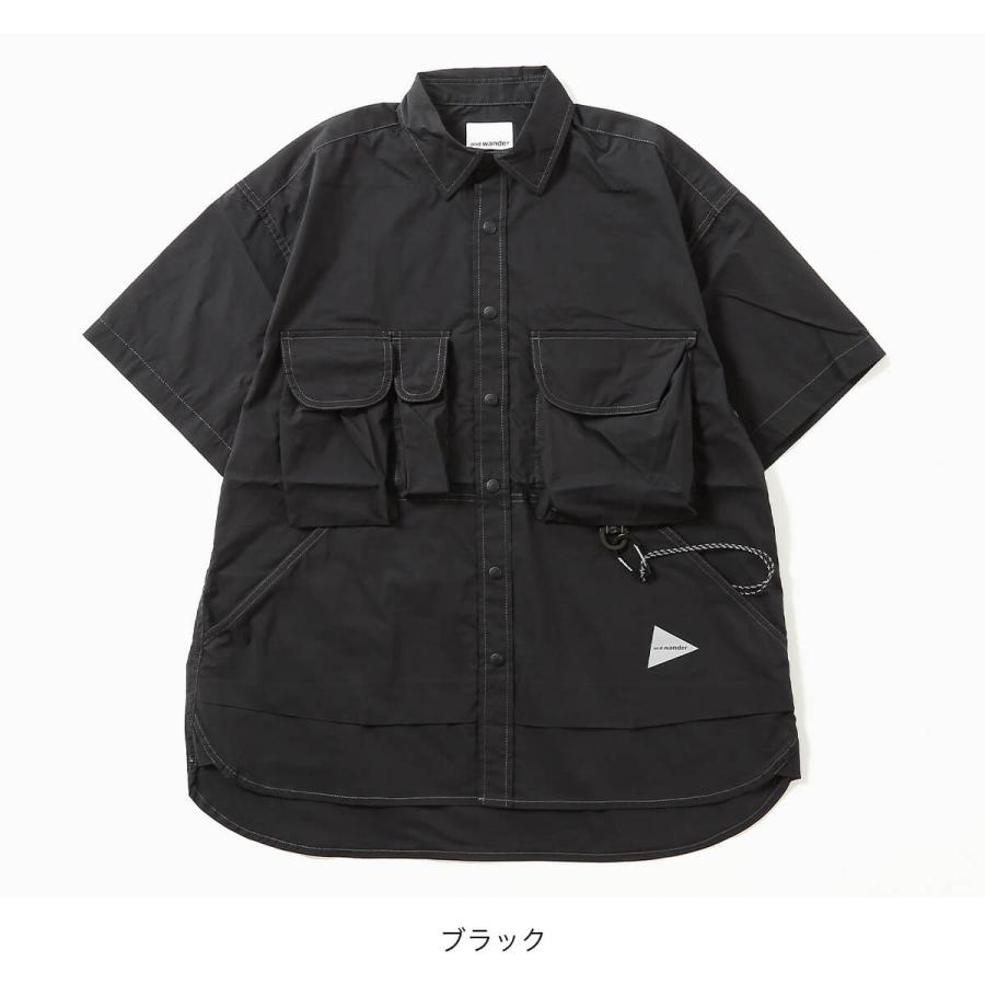 and wander（アンドワンダー） マルチポケットSSシャツ メンズ