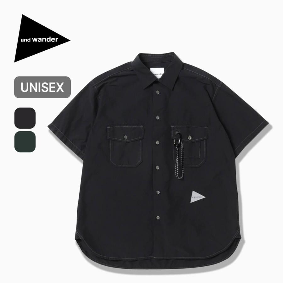 and wander（アンドワンダー） コーデュラタイプライターSSシャツ