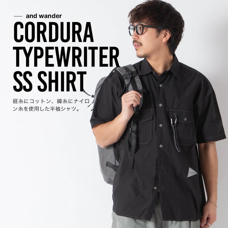 and wanderコーデュラナイロンシャツ and wander アンドワンダー コーデュラタイプライターSSシャツ