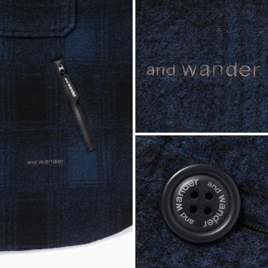 and wander アンドワンダー ウールシャギージャケットロング