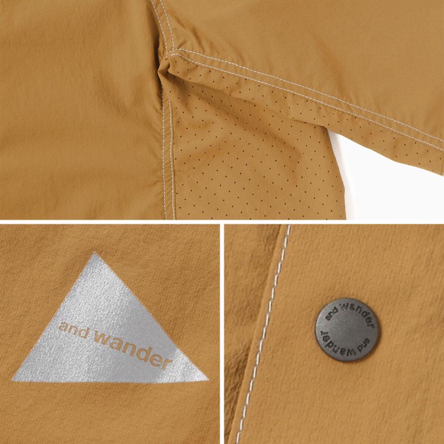 and wander（アンドワンダー） ストレッチリップバンドカラーシャツ
