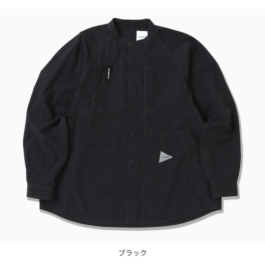 and wander（アンドワンダー） ストレッチリップバンドカラーシャツ