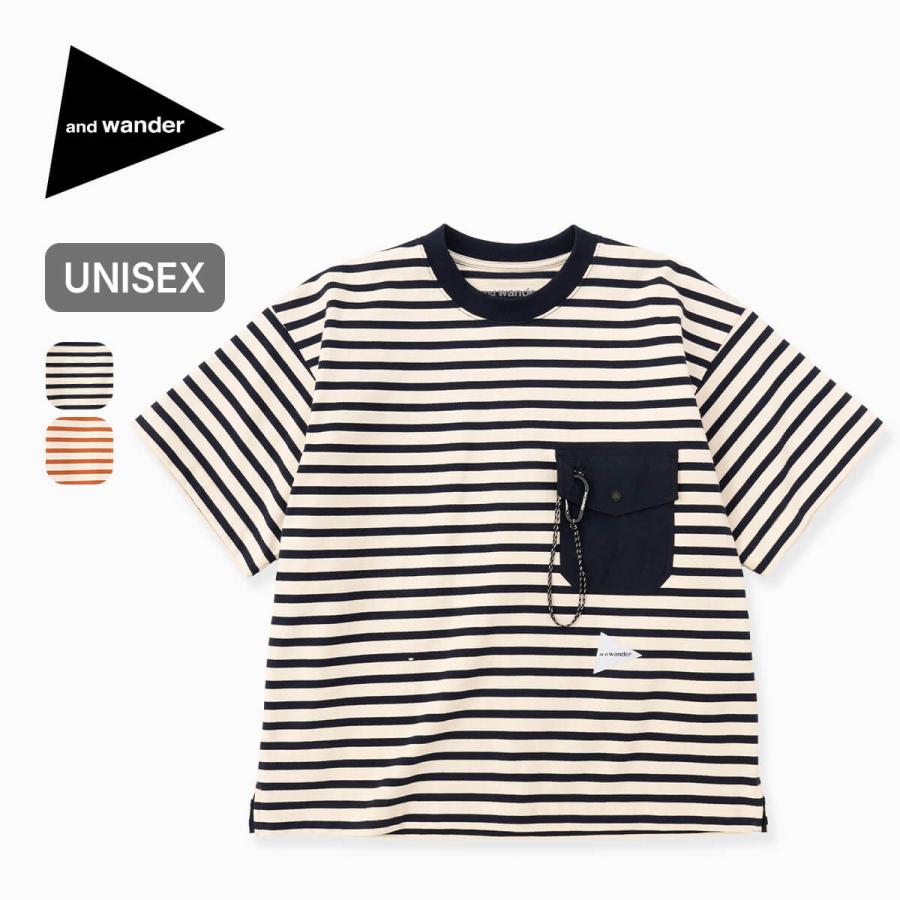 and wander（アンドワンダー） ストライプポケットSS T 5746184310