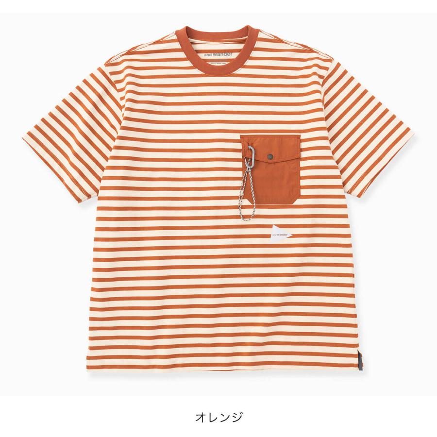 and wander（アンドワンダー） ストライプポケットSS T 5746184310