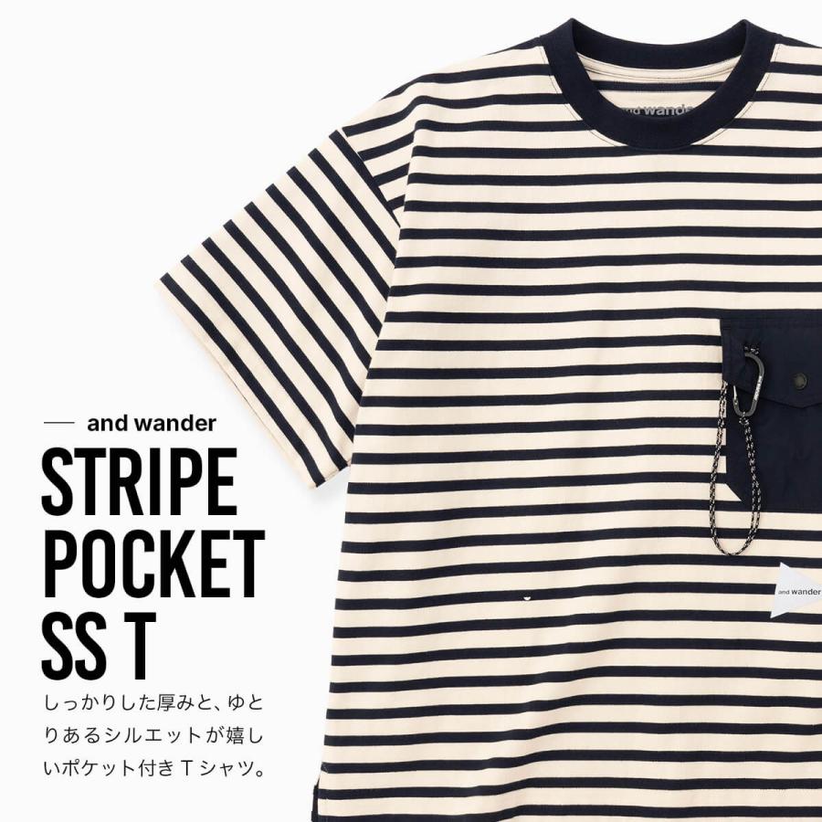 and wander（アンドワンダー） ストライプポケットSS T 5746184310