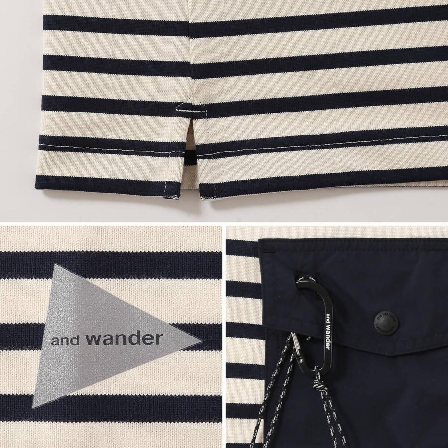 and wander（アンドワンダー） ストライプポケットHS T メンズ