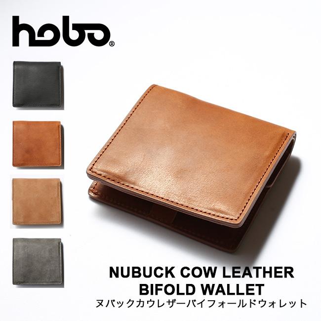 hobo ホーボー ヌバックカウレザーバイフォールドウォレット 財布 二 