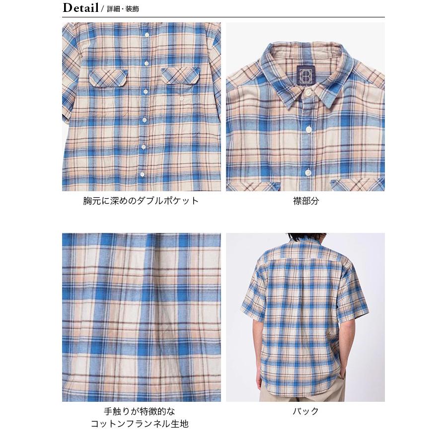 hobo ホーボー コットンフランネルヴィンテージウォッシュ チェックS/Sシャツ hobo（ホーボー） コットンフランネルヴィンテージウォッシュ チェック