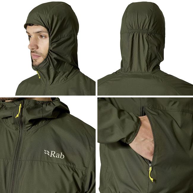 Rab ラブ ウィンドギャザーフーディー メンズ QWS-84 Men s Windgather Hooded Jacket ウィンドシェル パーカー フード 上着 登山 2026 春夏の画像