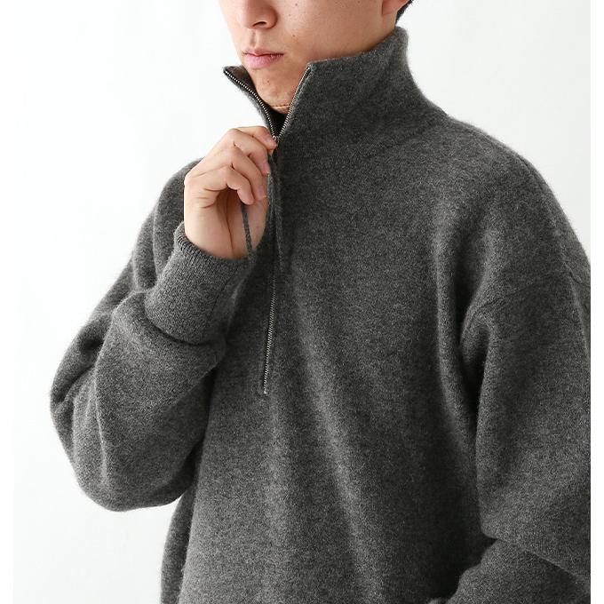 SIDE SLOPE モンゴリアンヤク ミラノリブ ハーフジップセーター