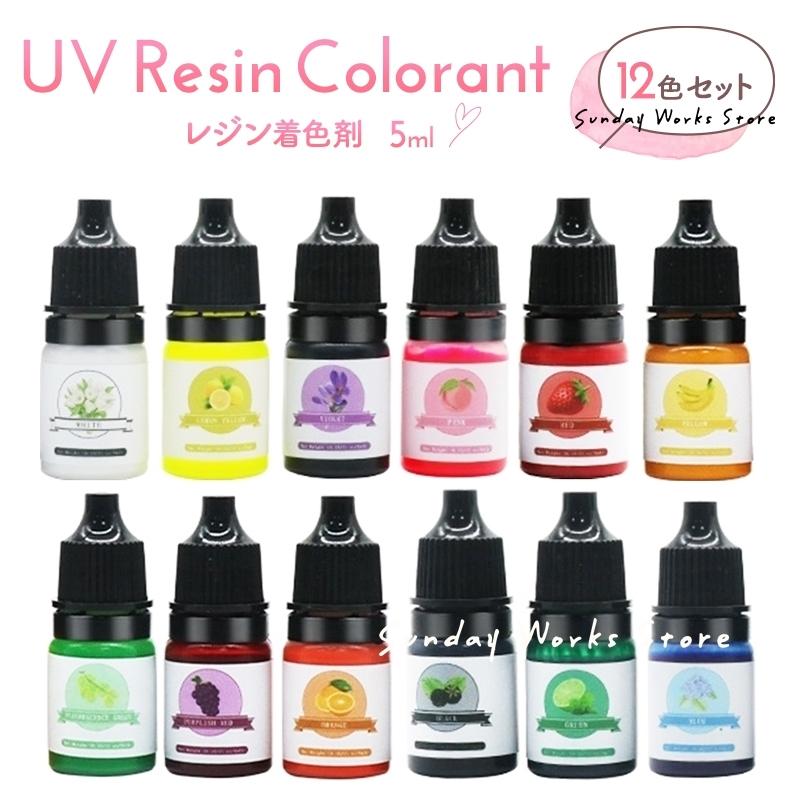 レジン着色剤12色セット 着色料 5ml カラーレジン 着色 レジン クラフト レジン液 uv レジン樹脂 パーツ 手芸｜sundayworks