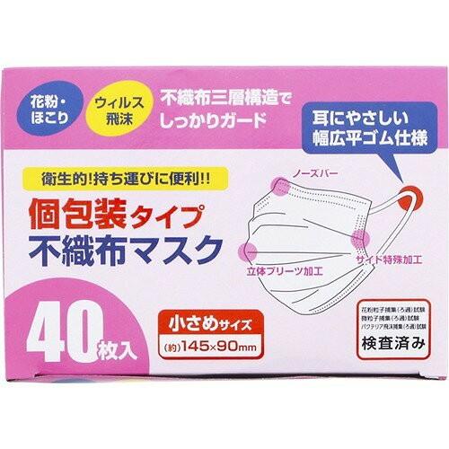 個包装タイプ】プロリーブ 不織布マスク 小さめサイズ 40枚入