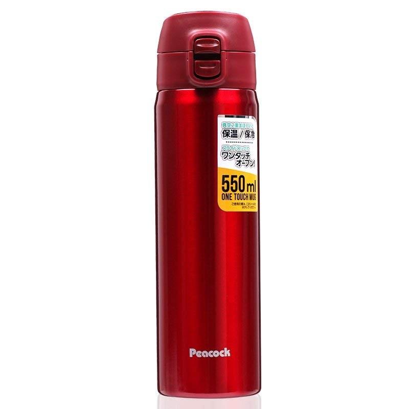 ピーコック ステンレスボトル ワンタッチタイプ レッド 550ml AMW-55