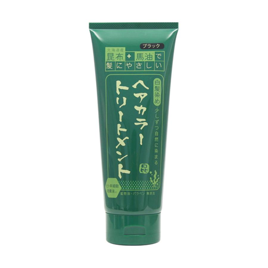 三和通商 昆布と馬油のヘアカラートリートメント ブラック 200g : サン