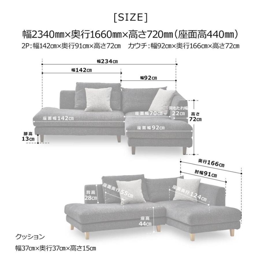左カウチソファ レイモンズ 鉄脚タイプ ライトグレー 【直送品】 返品