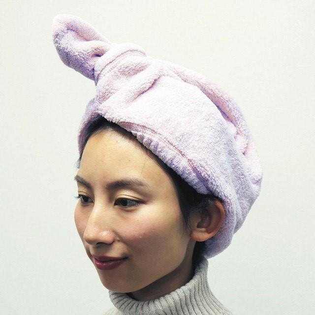 ハホニコ ヘアドライマイクロファイバータオルDEターバン ピンク