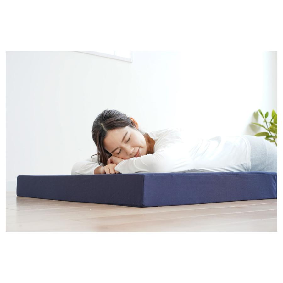 ☆本日4/6募集締切り☆使用数回の美品、高反発マットレス3つ折り10cm 10センチ三つ折り高反発マットレス ダブルサイズ ネイビー 【直送品
