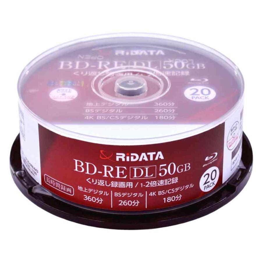 アールアイジャパン RiDATA くり返し録画用 BD-RE DL 50GB ホワイトプリンタブル 片面2層 1-2倍速 20枚（Yahoo!・サンドラッグe-shop）