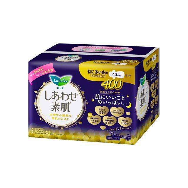 ロリエ 花王 しあわせ素肌 特に多い夜用400 羽つき 7個入 : サン