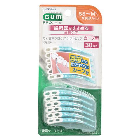 ガム歯周プロケア ソフトピックカーブ型30P サイズSS〜M : サン