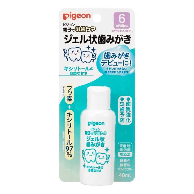 【医薬部外品】ピジョン 親子で乳歯ケア ジェル状歯みがき キシリトールの自然な甘さ 40ml【5個セット】（Yahoo!・サンドラッグe-shop）